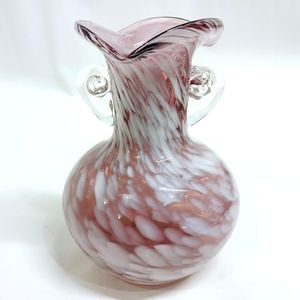 Vintage Pink Purple and White Blown Art Glass Vase